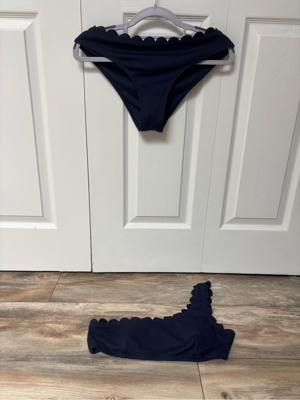 CUPSHE Scalloped Edge Bikini Set - Navy Blue
